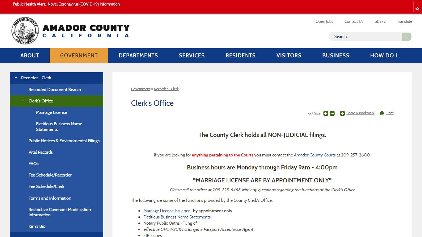 Clerk's Office | Amador County